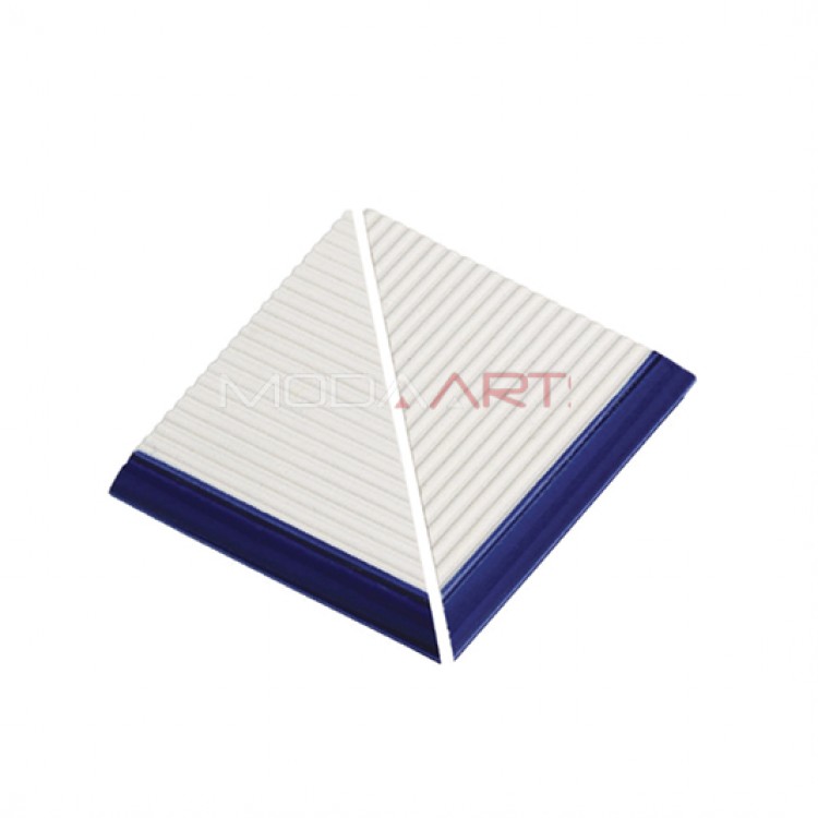 Kaymaz Çizgili Merdiven Dış Köşe İnce Kobalt 12x12cm